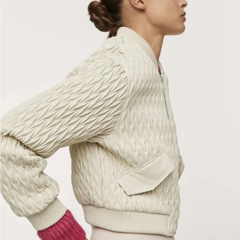 Mango Cropped Textured Bomber Jacket - Picture 8 of 9